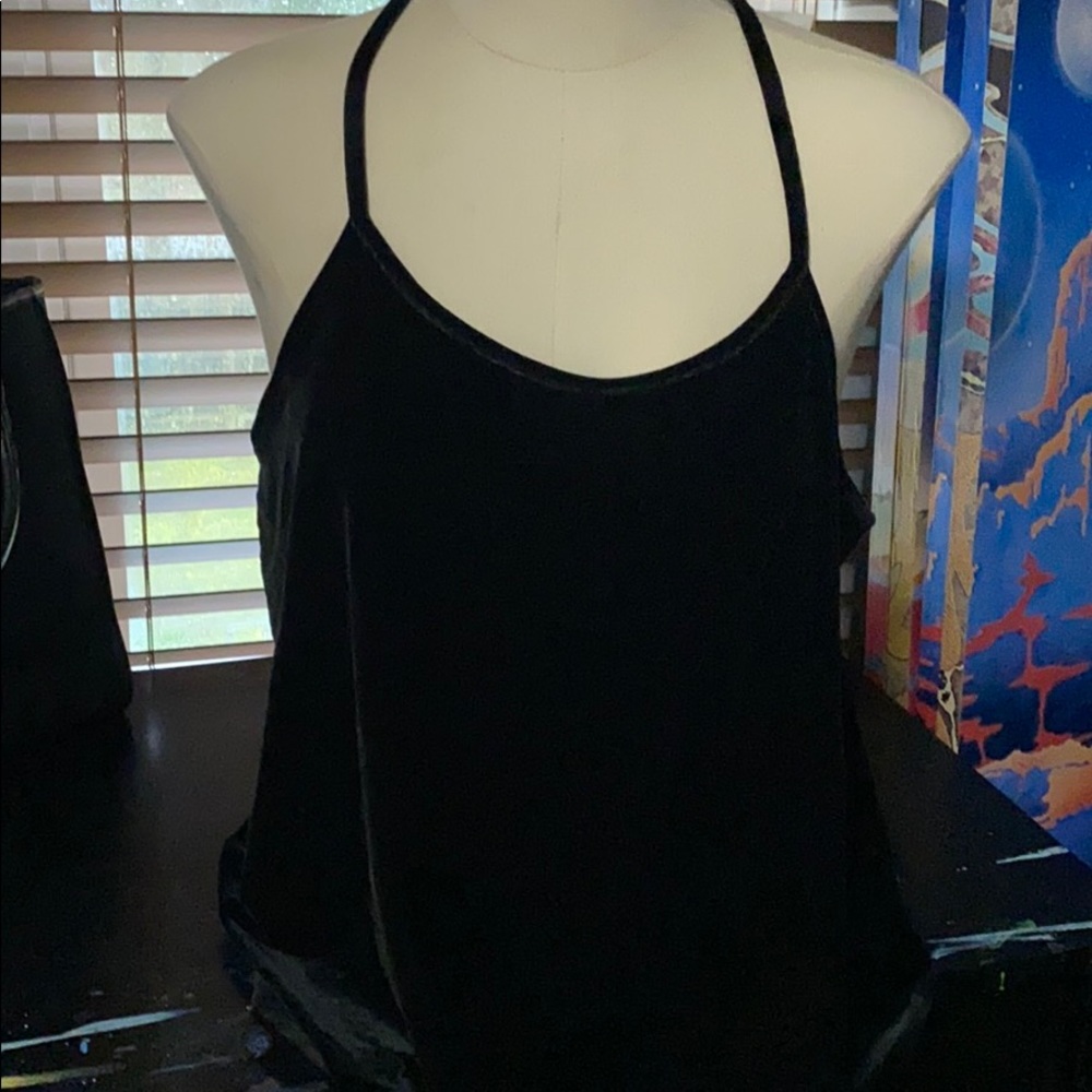 Black velour crossbody classy tank